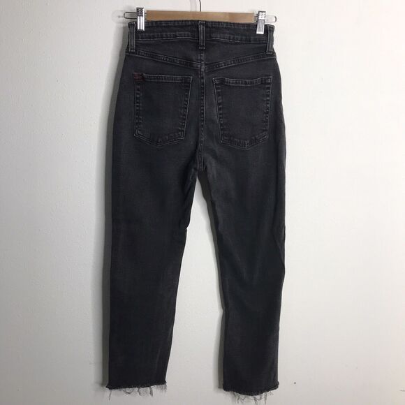 BDG Womens Jeans Black Denim Crop Kick Straight Stretch Raw Hem Med Wash Sz 26 - Picture 5 of 12